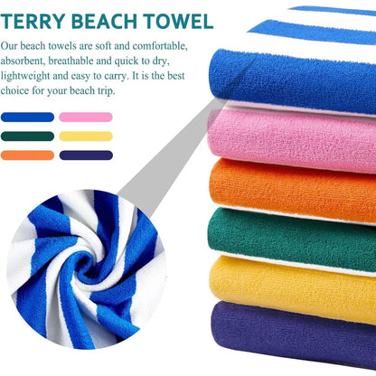 6 Packs Beach Thin Terry Set with Beach Bands Soft Super Absorbent