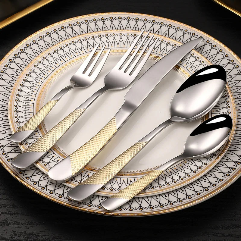 30Pcs Stainless Steel Cutlery Set, Luxury Dinnerware,