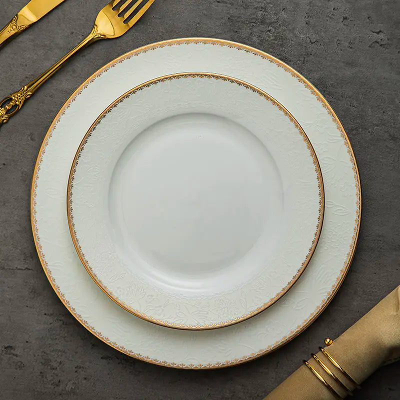 Creative Gold-plated Floral Bone China