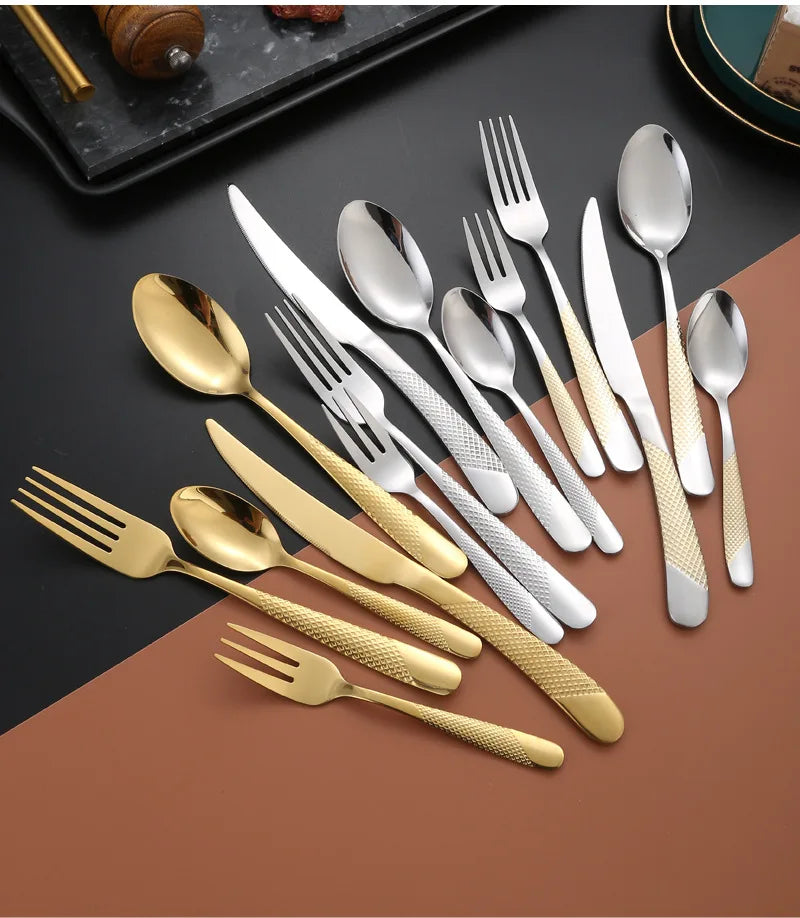 30Pcs Stainless Steel Cutlery Set, Luxury Dinnerware,