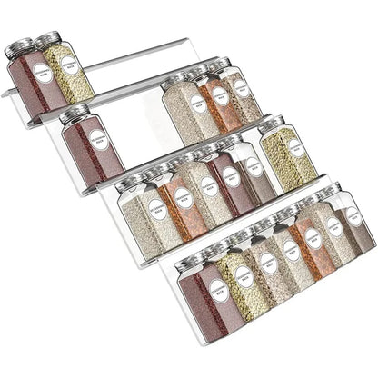 Spice Rack Tray Acrylic 4 Tier Spice Drawer Organizer