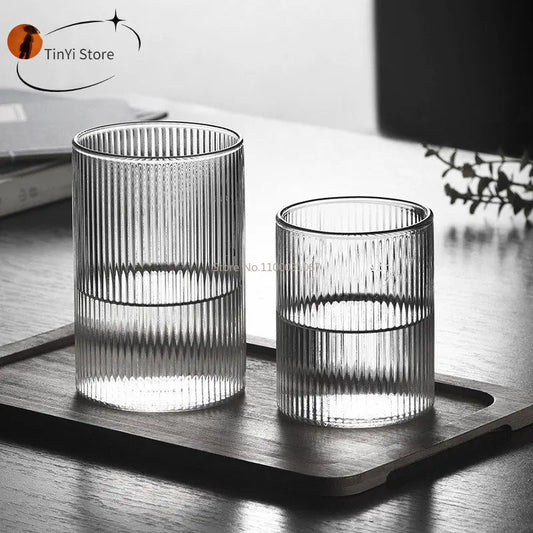 1/3/6PCS Japanese Striped Heat-Resistant Glassware