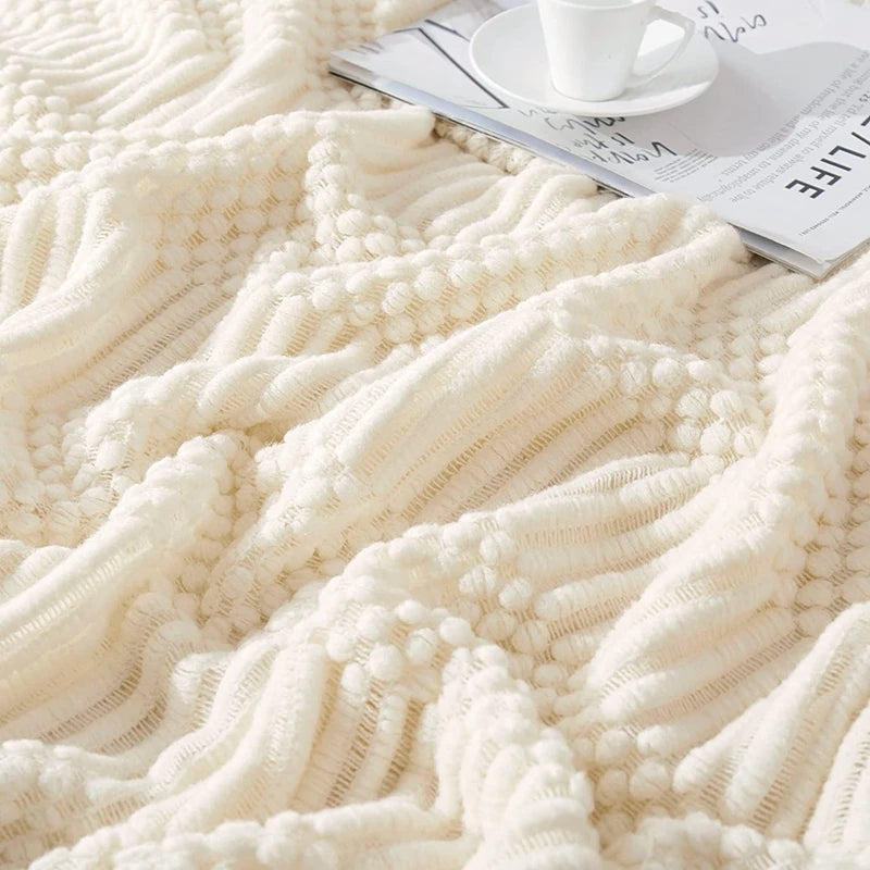 White Boho Throw Blankets