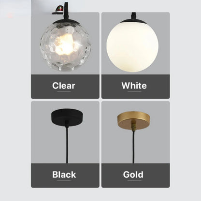 New Glass Ball Pendant Lamp LED Single Clear Long Cable