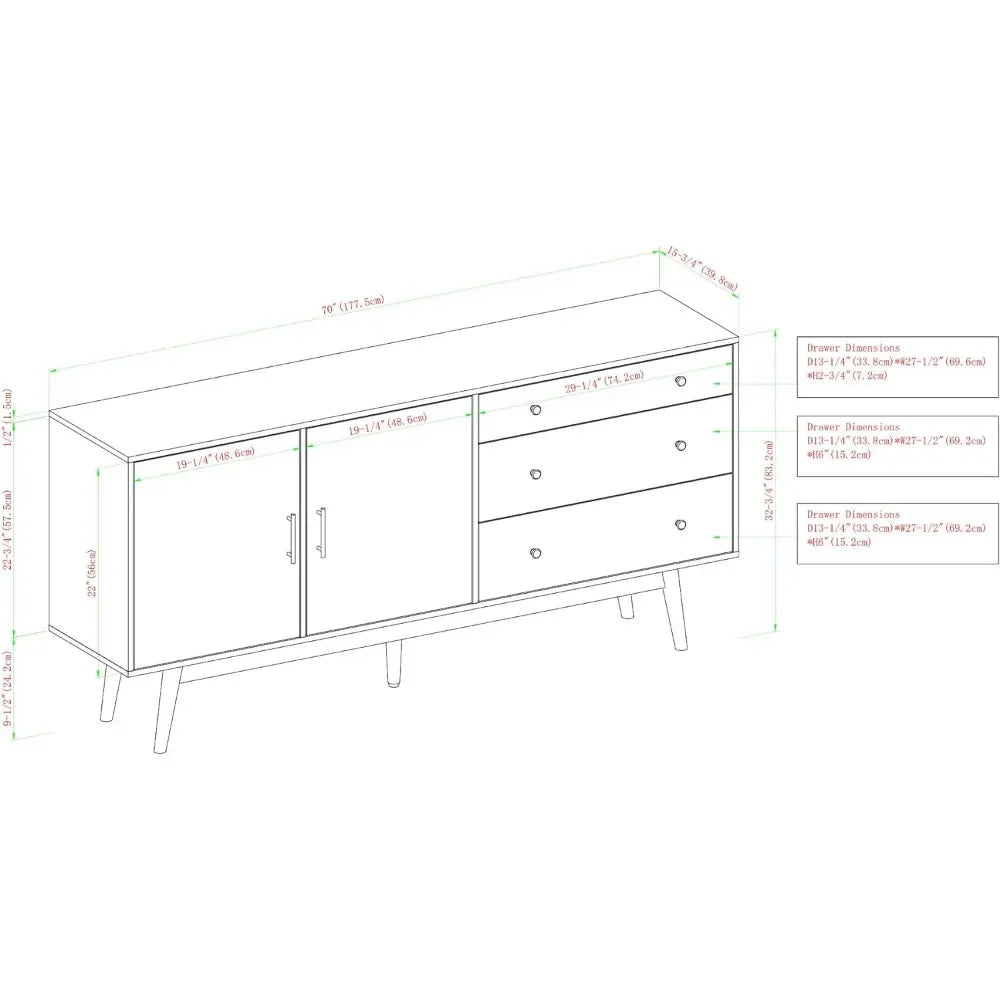 Walker Edison Mid-Century Modern Wood Buffet Sideboard