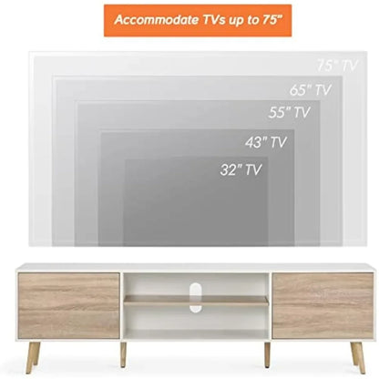 Mid Century Modern TV Stand for TVs up to 75 inches, Wood