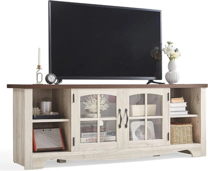 Farmhouse TV Stand for 65 Inch TV, Wood Entertainment Center