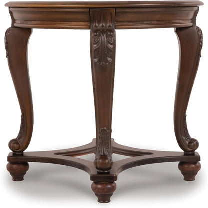 Round End Table,  Dark Brown