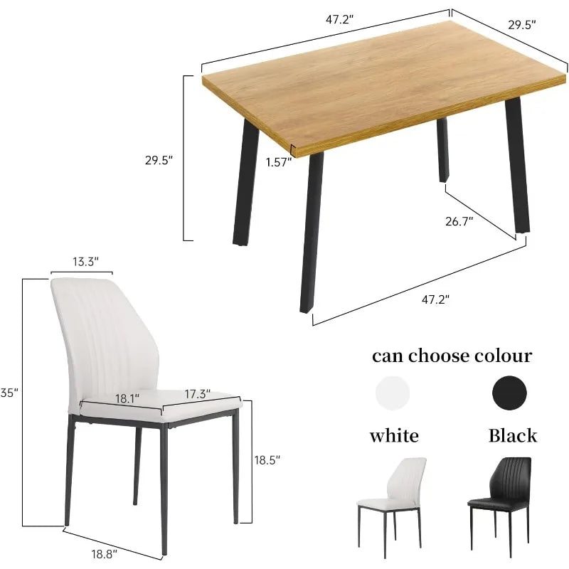 47" Dining Table Set for 4, Rectangular