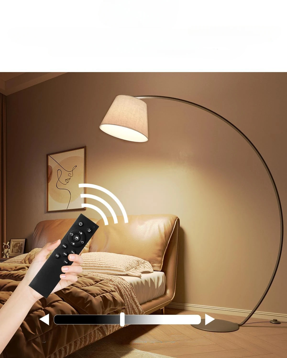 Arc Floor Lamp,  Dimmable Bulb and Adjustable Shade with Remote and Foot Switch