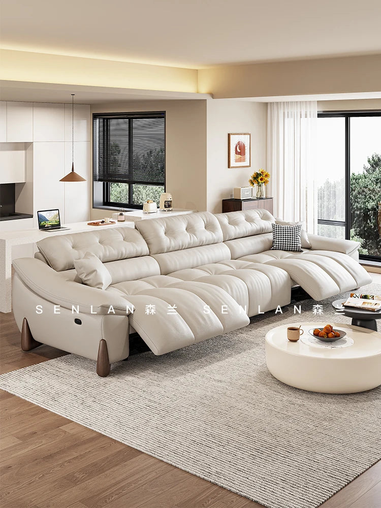 Electric  Light Luxury Minimalist Sectional  multi-functional Cowhided leather