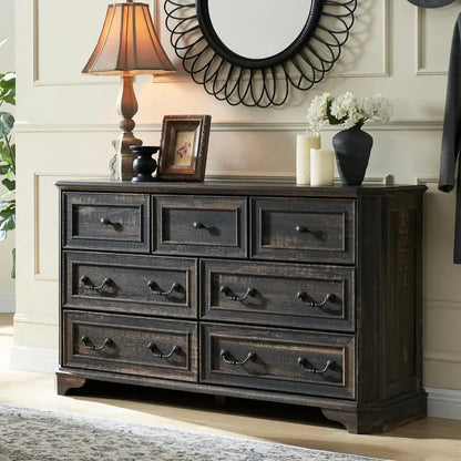 Farmhouse 7 Drawers Dresser for Bedroom, 54" Wide Wood