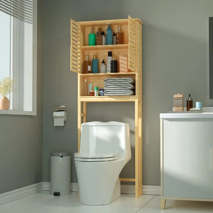 Bamboo Bathroom Over-The-Toilet Storage Cabinet, Natural Wood