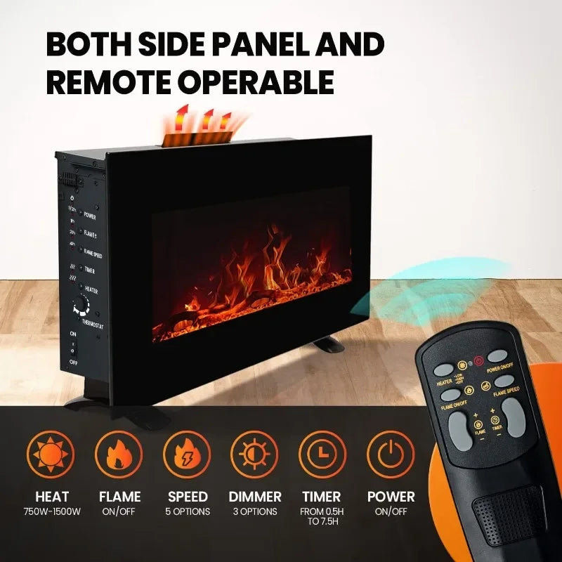 FLAME&SHADE Wall Mounted Electric Fireplace, 22-Inch Wide Flat Screen