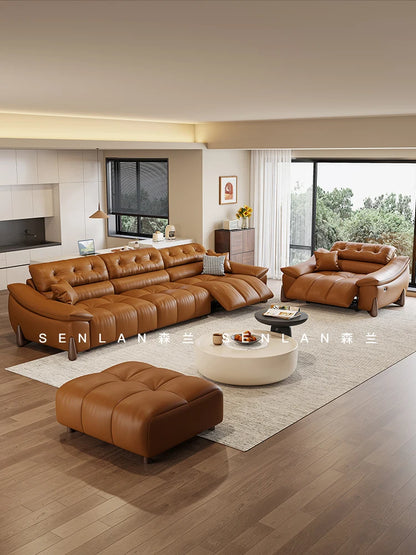 Electric  Light Luxury Minimalist Sectional  multi-functional Cowhided leather