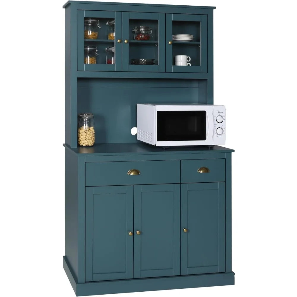 Kitchen Pantry Storage Cabinet with Microwave Stand, 71'' Freestanding