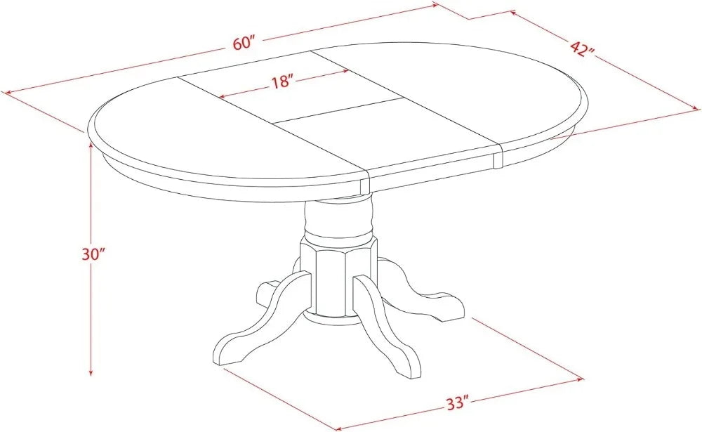 5 Piece Kitchen Table Set for 4 Includes an Oval Dining Table with Butterfly Leaf