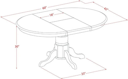 5 Piece Kitchen Table Set for 4 Includes an Oval Dining Table with Butterfly Leaf