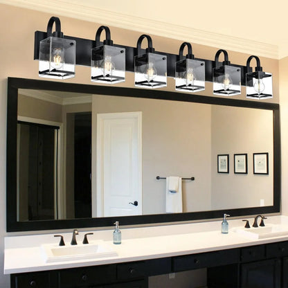 Wall  6-Light Vanity Fixture with Clear Glass Shade for Bathroom