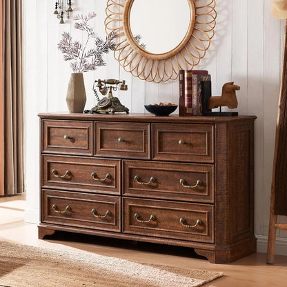 Farmhouse 7 Drawers Dresser for Bedroom, 54" Wide Wood