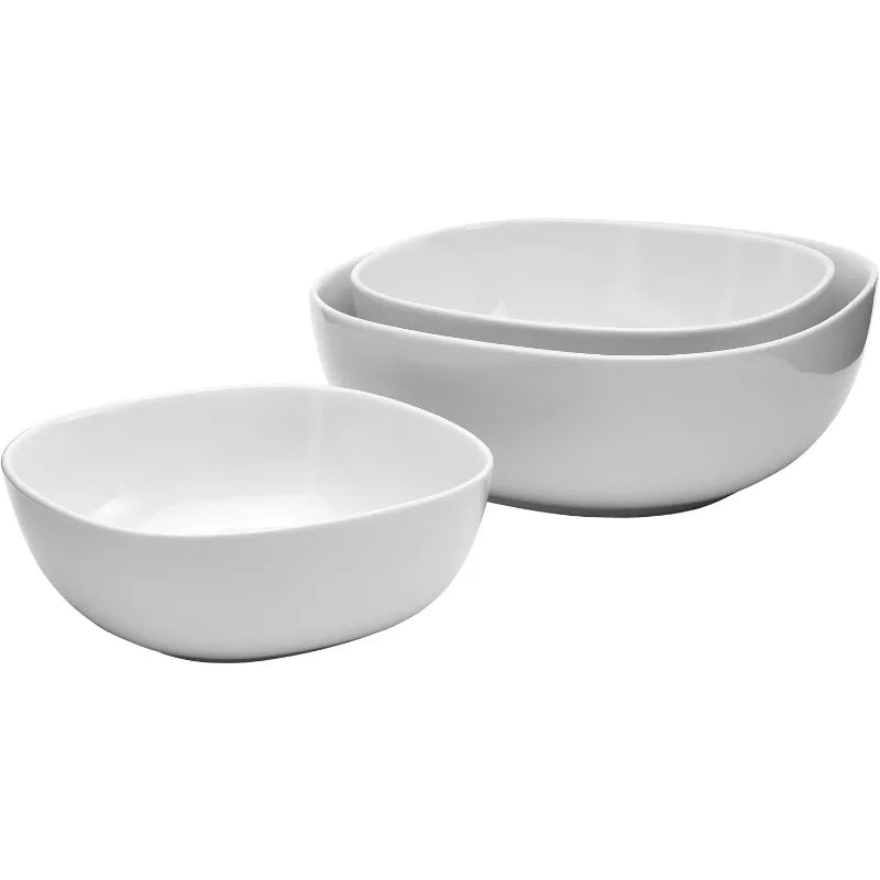 Denmark White Porcelain Chip Resistant Scratch Resistant , 3 Piece Serving Bowl Set