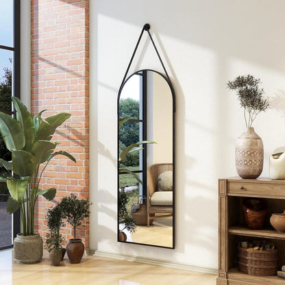 48''x16'' Arched Wall Mirror Full Length with Hanging Leather Cord