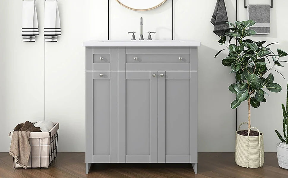 30" Bathroom Vanity with Single Basin Vanity 18" D * 34.5" High