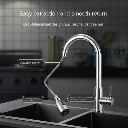 Brushed Kitchen Faucet Single Hole Pull Out Spout Kitchen Sink Mixer Tap Sprayer Head