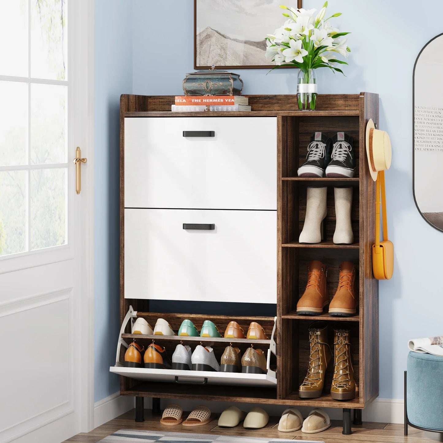 Flip Drawers Shoe Cabinet