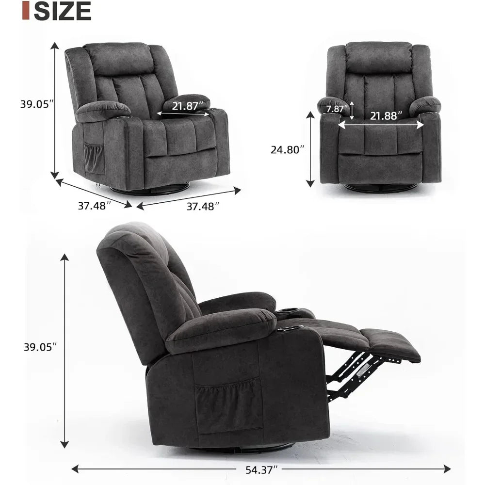 Massage Rocker with Heated 360 Degree Swivel Lazy Boy Recliner