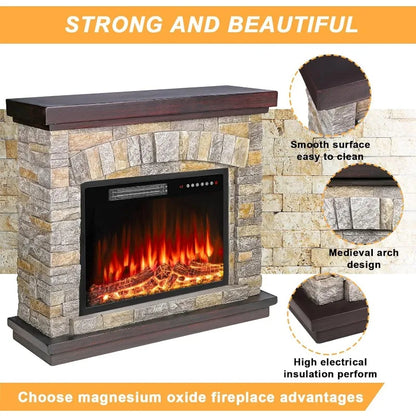 36" Electric Fireplace with Mantel, 23 inch Fireplace Insert