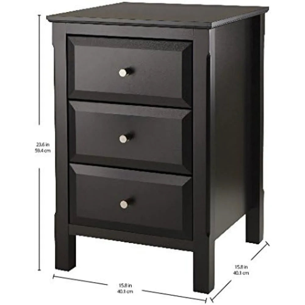 Black Nightstands Set of Bedside Tables