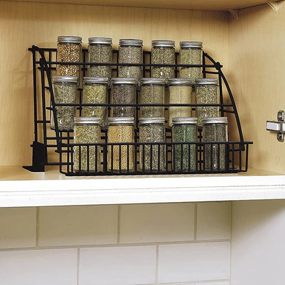 Metal 3-Tier Pull Down Spice Rack - Easy Reach Retractable Large Capacity