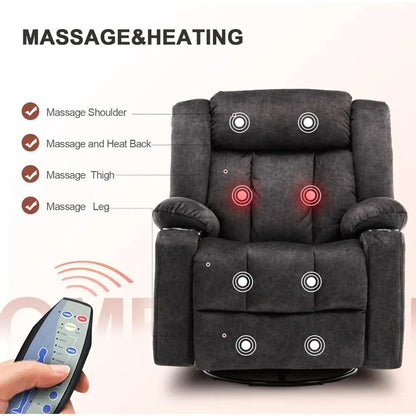 Massage Rocker with Heated 360 Degree Swivel Lazy Boy Recliner