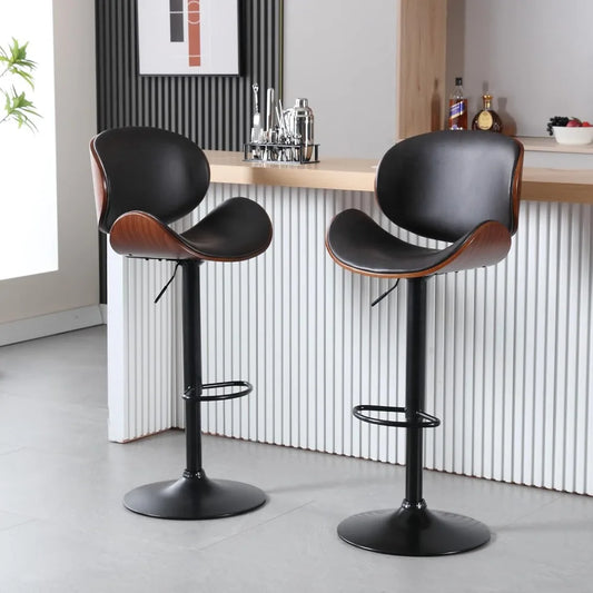 Bar Stools, Counter Height PU Upholstered Curved Seat