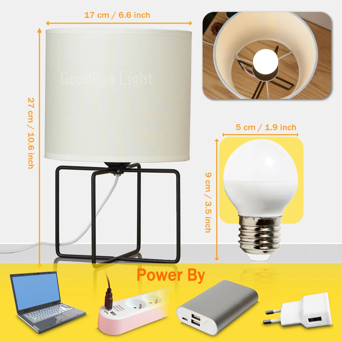 Bedside LED Table Lamp  Lighting USB \With Cable