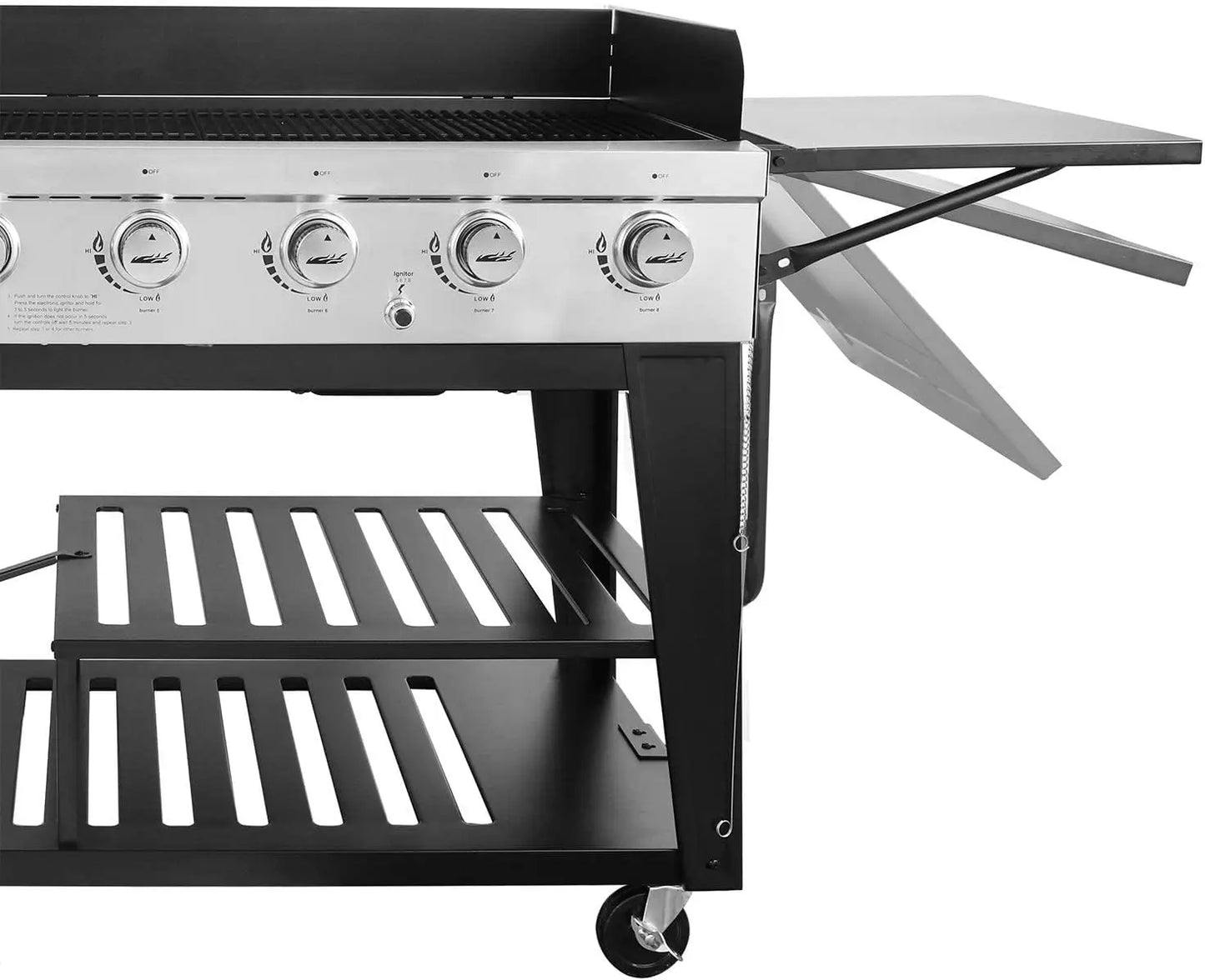 8-Burner Gas Grill, 104,000 BTU Liquid Propane Grill, Independently Controlled Dual Systems, Outdoor Party