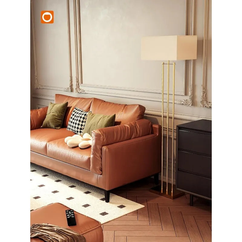 Tall Modern Standing lamp with Linen Shade