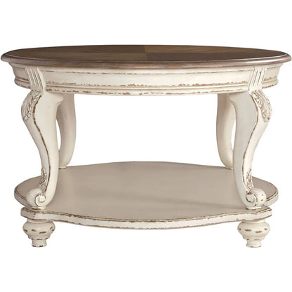 Cottage Coffee Table, Antique White & Brown