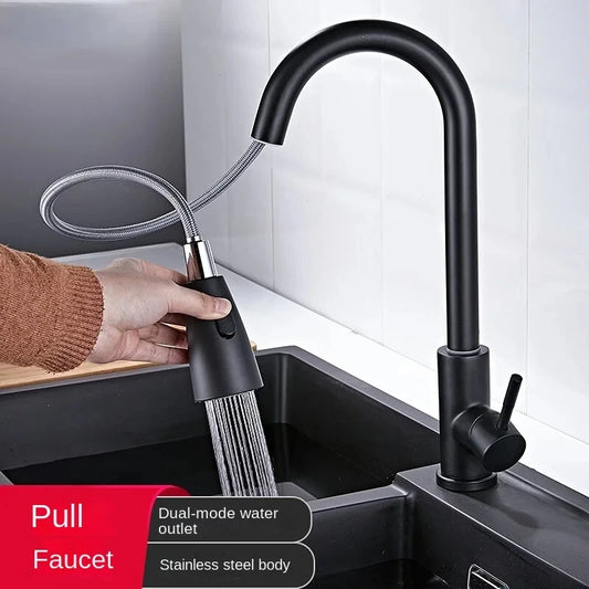 Brushed Kitchen Faucet Single Hole Pull Out Spout Kitchen Sink Mixer Tap Sprayer Head