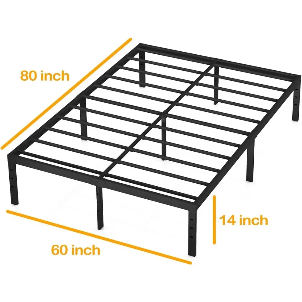 Queen Bed Frame 14 Inch High Max 1000 Pound Heavy Duty Sturdy Metal Steel