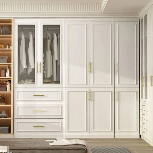 Large Armoire Wardrobe Closet System with Drawers & Hanging Rods,