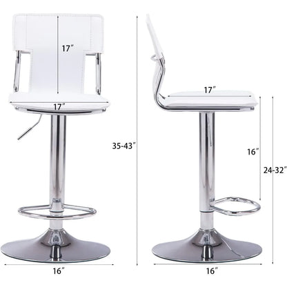 Adjustable Swivel Counter Bar Stool Chairs with Back (Set of 2)