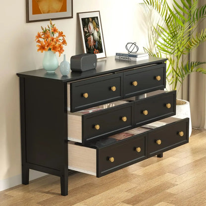 Dresser for Bedroom, Modern 6 Drawer Double Dresser with Wide Drawer