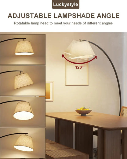 Arc Floor Lamp,  Dimmable Bulb and Adjustable Shade with Remote and Foot Switch