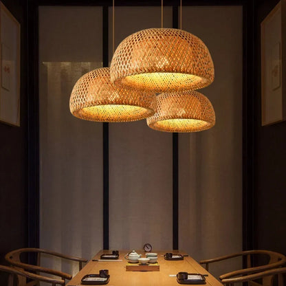 Bamboo PendanL LED Light Fixture