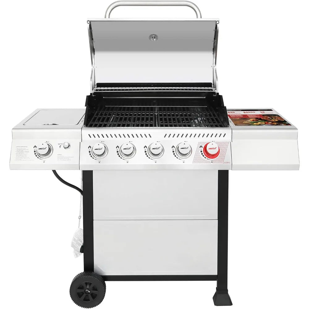 5-Burner BBQ Propane Grill, Stainless Steel Barbecue Gas Grill